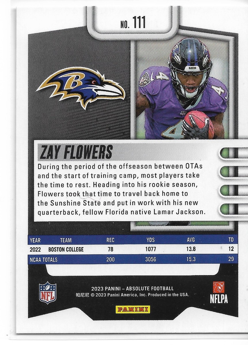 2023 PANINI ABSOLUTE BLUE PARALLEL Rookie Zay Flowers #111