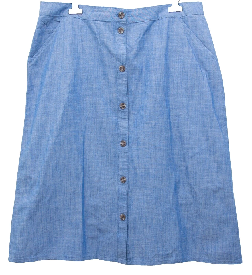Pockets Summer Buttoned Blue Cotton Skirt Size 18 VGC Crew Clothing #S2 - Image 2 of 4