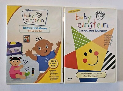 Lot of 2 DVDS Baby Einstein Baby's First Moves Get Up And Go! & Language Nursery