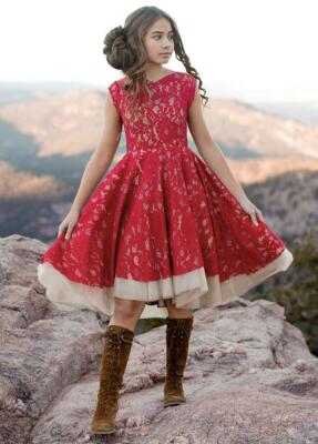 New Girls Joyfolie Red Dress Holiday Christmas Lace Vintage 12 Special  Occasion | eBay