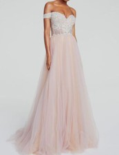  429 Glamour By Terani Junior Women's Pink Off-The-Shoulder Gown Dress Size 8