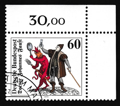 GERMANY 1979 - Corner Stamp Faust and Mephistopheles Cat Mi 1030 Sn 1304 Yt 875