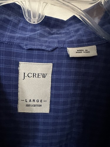 J Crew Mens Button Down Shirt Blue Gingham 100% Cotton Size L - Picture 5 of 5