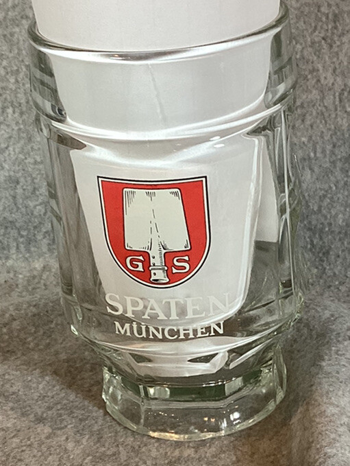 Spaten Munchen Beer Stein Mug .25 Liter Dimpled Clear Glass Germany 5” Tall