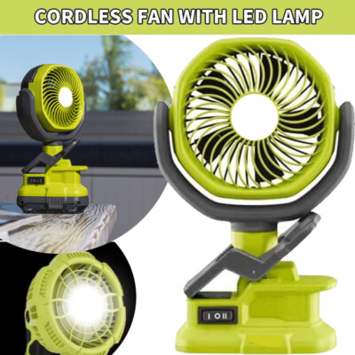 LED Camping Fan Powered by Ryobi 18 Volt 18V Li-ion Ni-CD Ni-MH Battery Outdoor