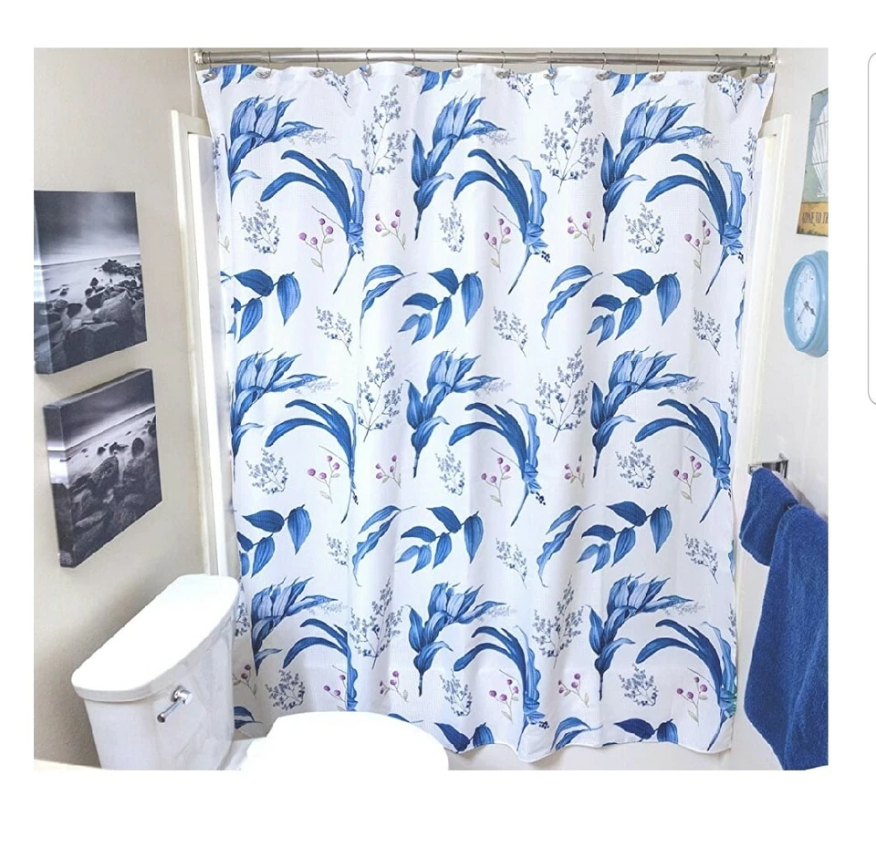 Cortina de ducha de tela floral flores casa de campo  Foto 2 de 4