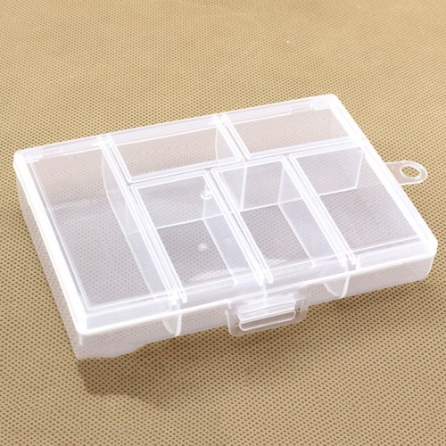 Caja organizadora de plástico transparente de 2 piezas estuche 6 rejillas contenedor de almacenamiento artesanal de joyería - Imagen 3 de 7