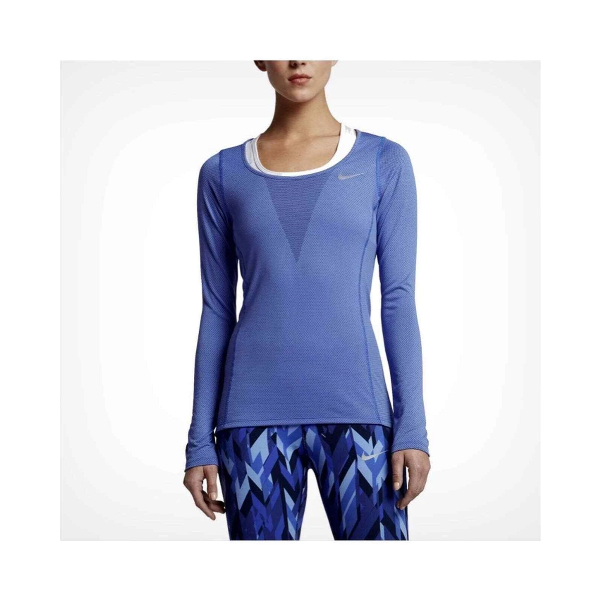 Nike Zonal Cooling Top Crewneck Long Sleeve Women s Medium 831514 478 Blue