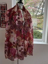 Silk Scarf Large Light With Roses