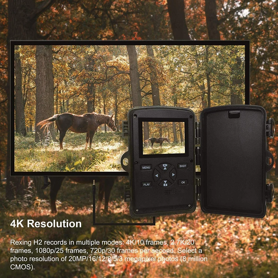 Rexing Woodlens H2-4K Wi-Fi Trail Camera, 20MP CMOS Motion Sensor - Image 2 of 4