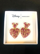 Baublebar X Disney Rhinestone Mickey Mouse Heart Dangle Earrings New In Box