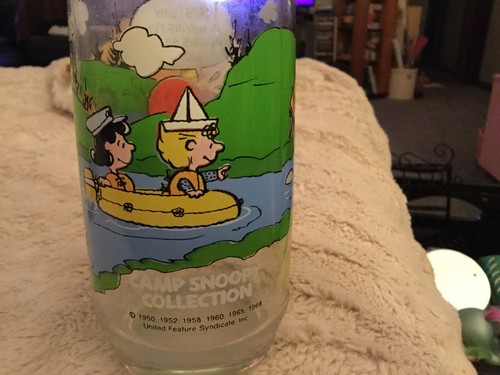 McDonalds 1968 Snoopy Summer Camp Rafting Glass