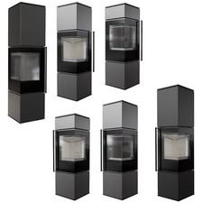 Kaminofen REN schwarz 7 kW Eck Kamin Scheibe modern Holz Ofen S M oder L mit A1