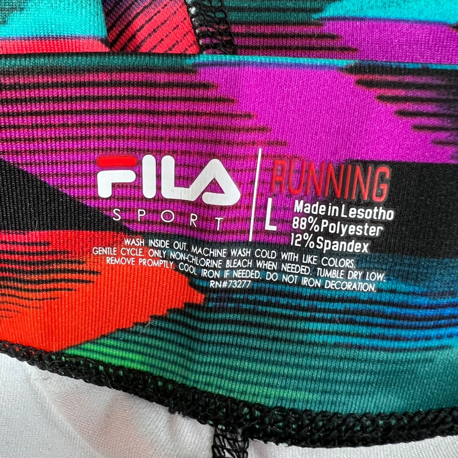 Leggings da corsa Fila Sport taglia L multicolore Ikat design blu verde rosa rosso