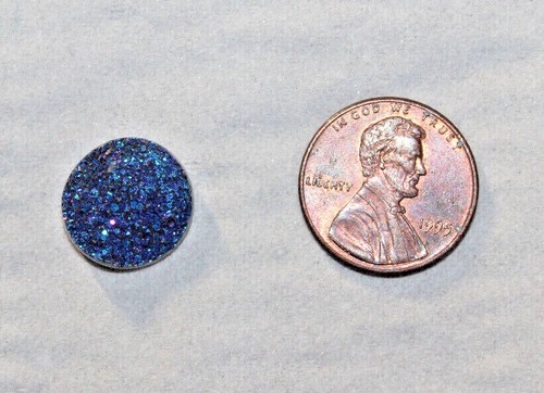 14MM Rd Treated Peacock DRUSYQUARTZ Gem stone molded on heavy plastic back NEW! - Picture 7 of 7