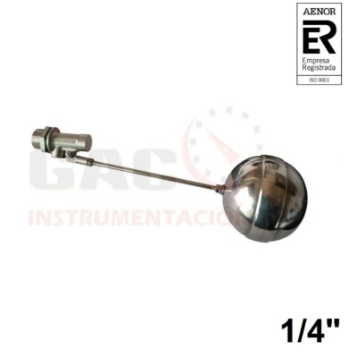 VALVULA DE FLOTADOR 1/4'' TOTAL INOXIDABLE AISI-304 CON BOYA 115 mm