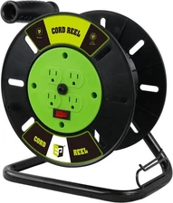 EP Extension Cord Storage Reel with 4-Grounded Outlets, Heavy Duty Open Cord Ree