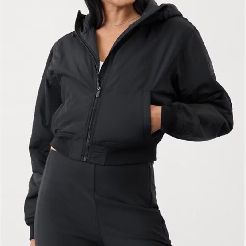 NWT Athleta Lucent Bomber Jacket Black - Size: Medium