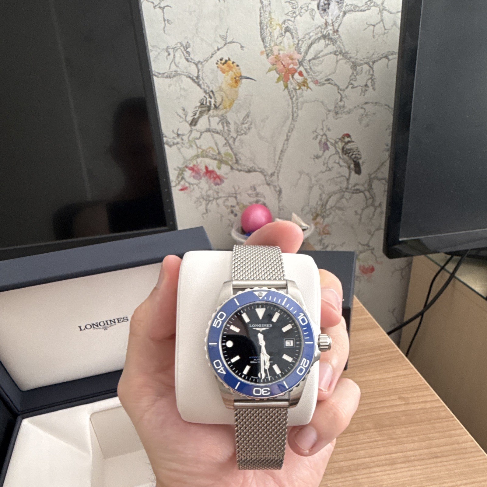 Longines HydroConquest 39mm Automatic Black Dial Blue Bezel Date 300m Box image 6