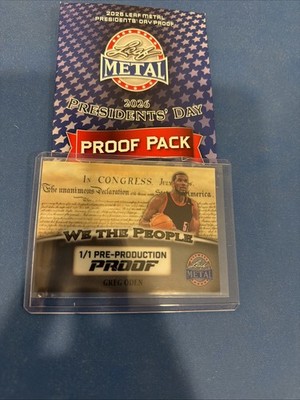 Greg Oden 2026 President s Day Leaf  1/1 Pre Production Proof DECLARATION  0418