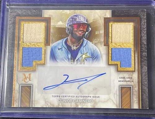 2025 Topps Museum Junior Caminero Signature Swatches On Card Quad Relic Auto /99