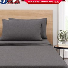 Soft Jersey Bed Sheet Set Queen 4 Pieces Breathable Cozy Durable All Season New