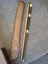 Vintage Pool Cue 2 Piece Stick With Case 21 Oz  Carved