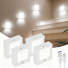 4x LED Motion Sensor Lights PIR Wireless Night Light Battery Cabinet Stair Lamp