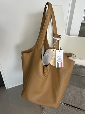 NWT Viola Castellani Tan Leather Hobo Cuirveritable Tote Bag Made in Italy