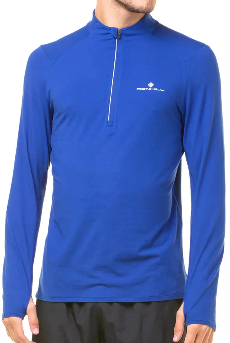 Ronhill Core Thermal Mens Running Top Blue Long Sleeve Half Zip Base Layer Run