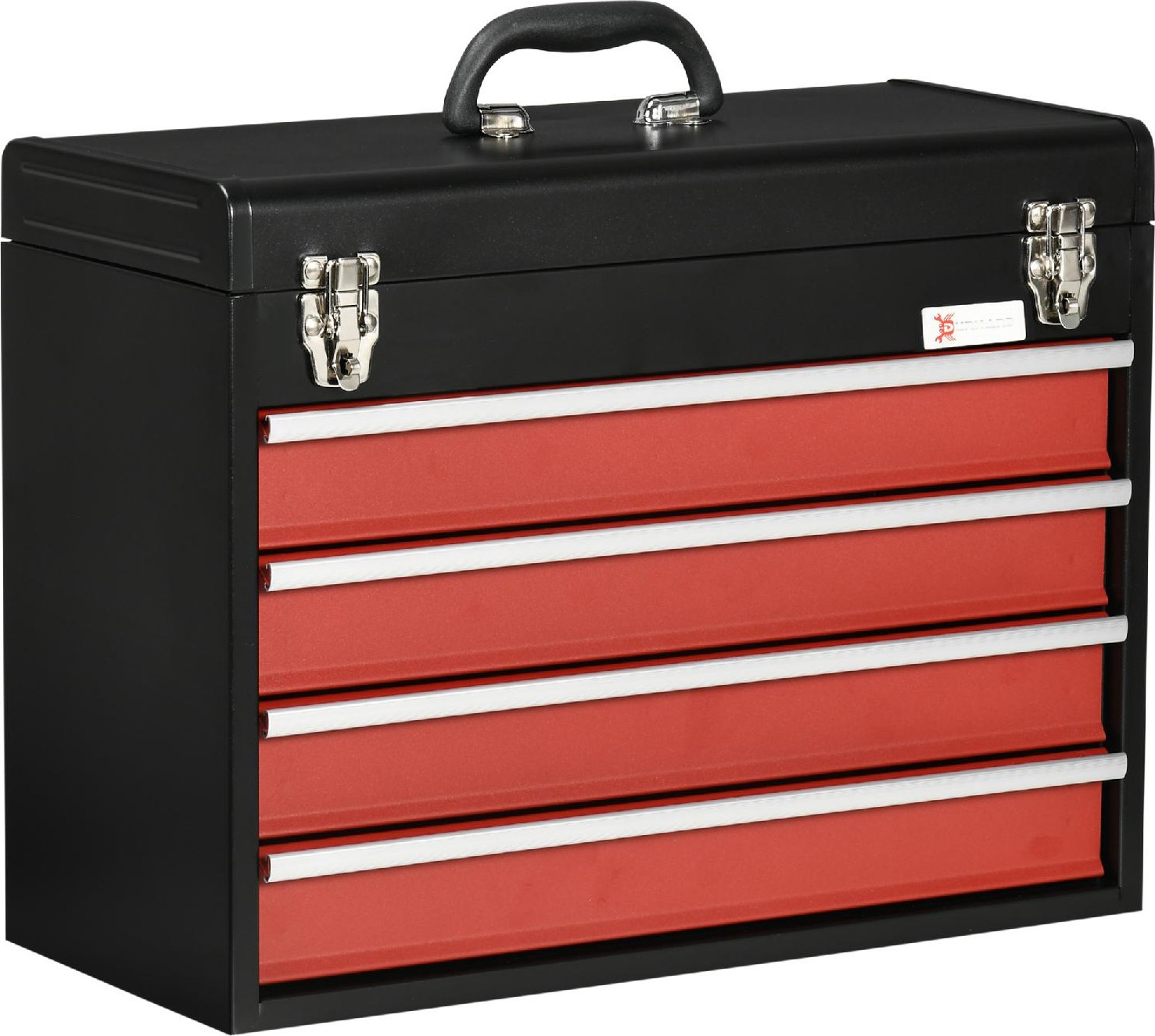 Organizzatore Attrezzi Acciaio Rosso Nero 4 Cassetti | DecHome 51cm