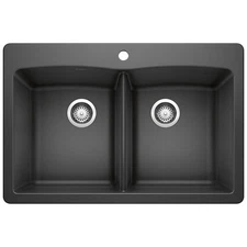 Blanco 440220 Diamond Equal Double Bowl Silgranit II: Anthracite Drop In Sink