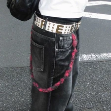 Green Plaid Wallet Chain Handmade Y2K Punk 90cm Used