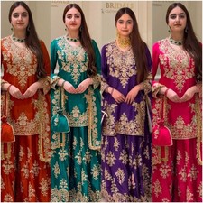 PUNJABI SHARARA PLAZZO KURTI PLAZZO SALWAR KAMEEZ SUIT WOMEN READY MADE DESIGNER