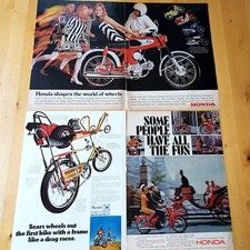 Vintage HONDA Motorcycles, SEARS Bikes LIFE Magazine Ads 1966, 1967, 1969