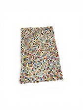 Vintage Handmade Yo-Yo Quilt with Nice Variety of Fabric Pieces 80 x53 Colorful