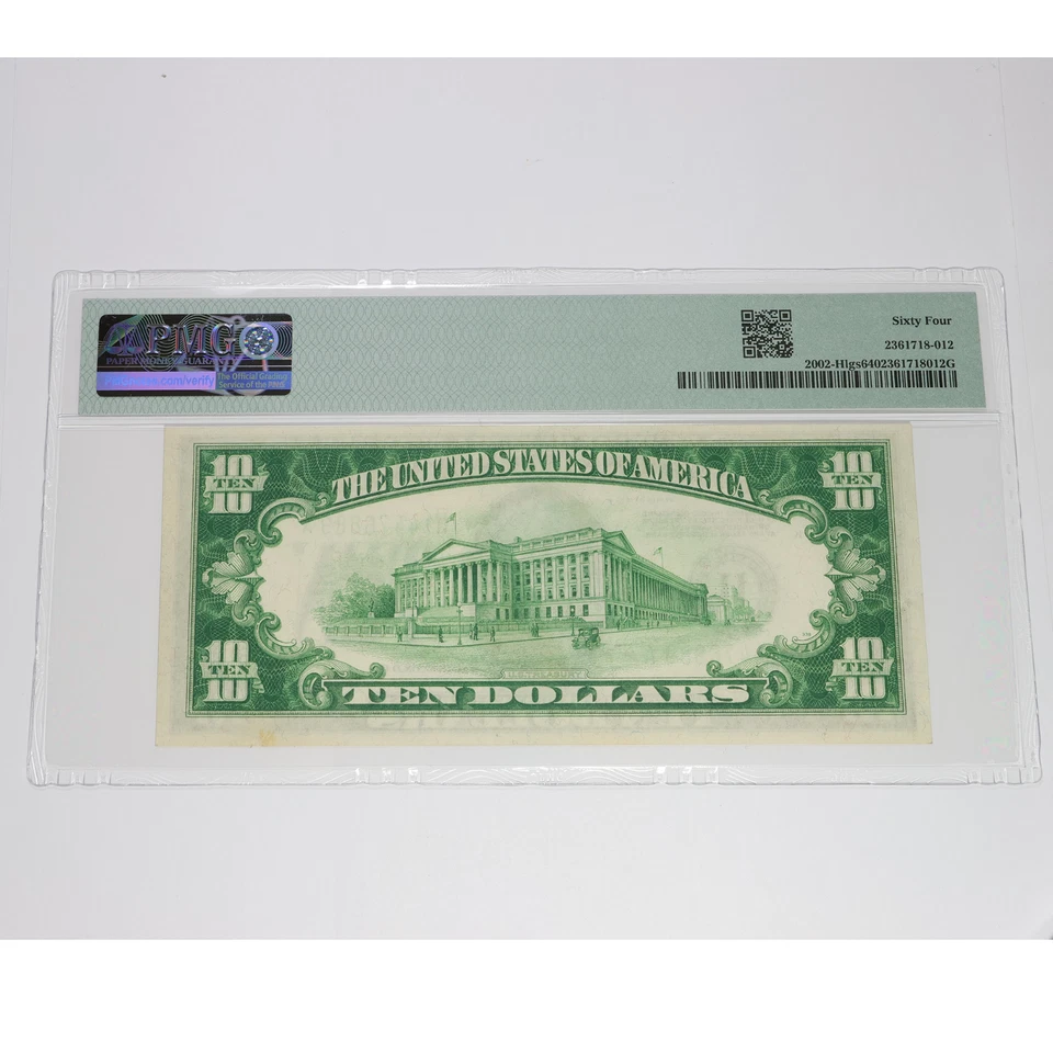 1928 B PMG Choice UNC64 Federal Reserve $10 Ten Dollar St. Louis US Note #56652F - Image 2 of 3