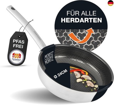 Moritz & Moritz Edelstahlpfanne Wabenstruktur 24cm mit Keramikbeschichtung