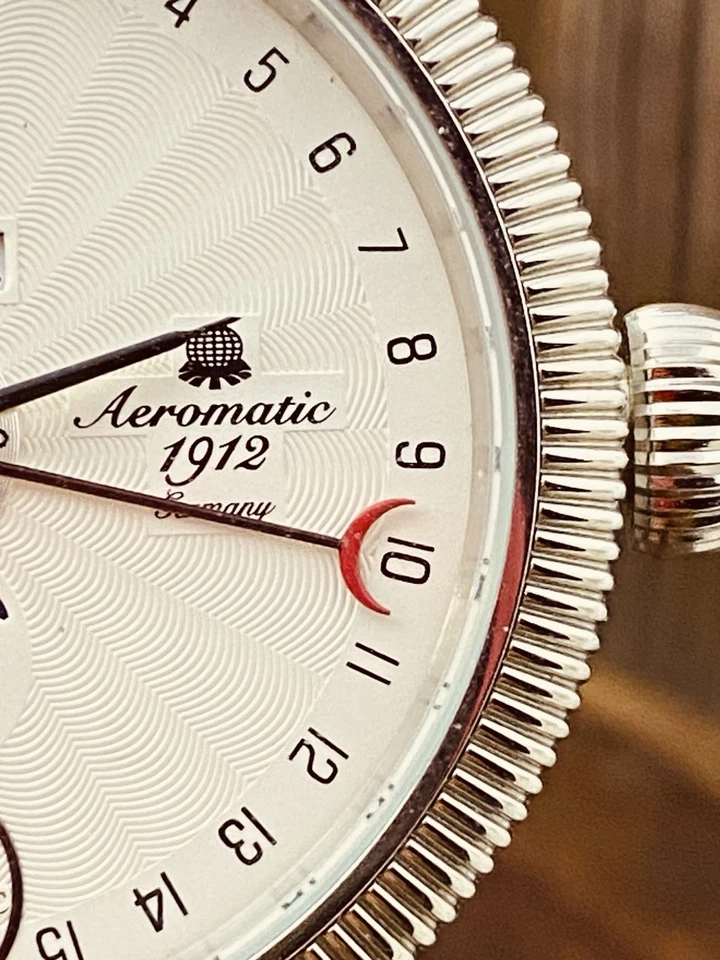 AEROMATIC 1912 GERMANY A1281 STAINLESS STEEL GENUINE LEATHER WRISTWATCH #7358 - Image 4 of 4