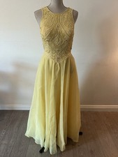Alyce Designs VTG 80 s Yellow Beaded Silk Prom/ball Gown sz 14
