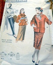 LOVELY VTG 1950s JACKET SKIRT BUTTERICK Sewing Pattern 14/34