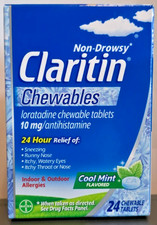 Claritin  Chewables 24-Hour Non Drowsy Allergy Relief Cool Mint NEW
