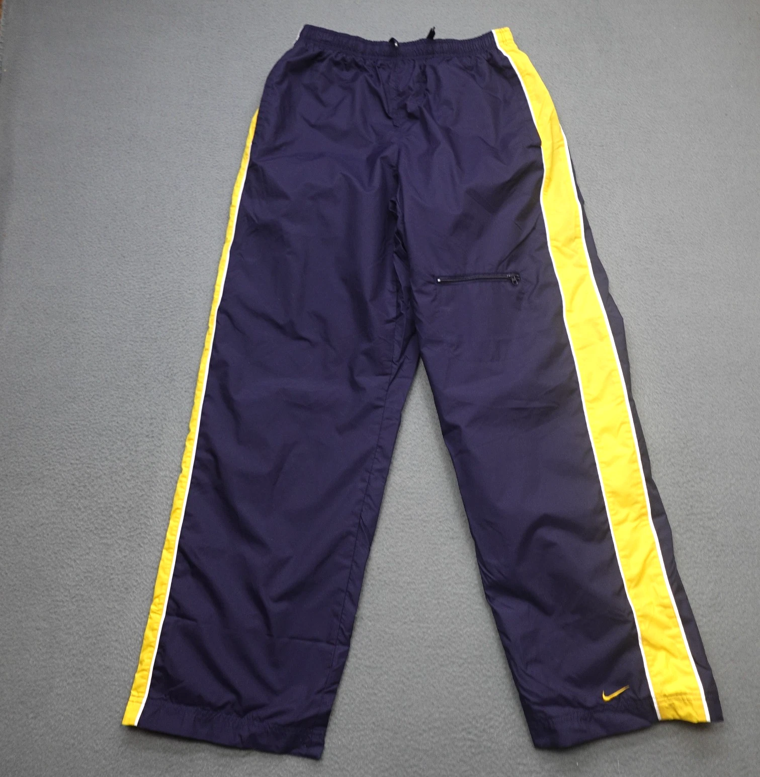Vintage Nike Windbreaker Pants Mens L Blue fleece Lined Baggy Zip Pockets Y2K