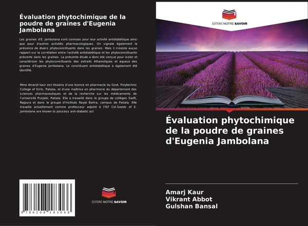 ÉValuation Phytochimique De La Poudre De Graines D'eugenia Jambolana Taschenbuch-image