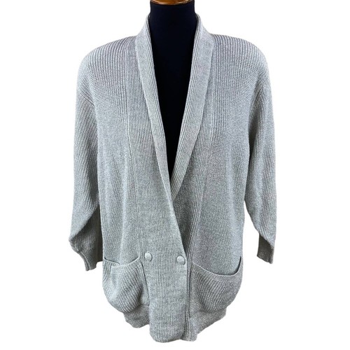 Vintage 80’s Metallic Silver Cardigan Sweater oversized Size M 1980's