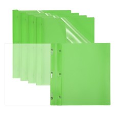 5 Pcs Plastic Report Covers with 3 Metal Prong Fasteners, Grass Green