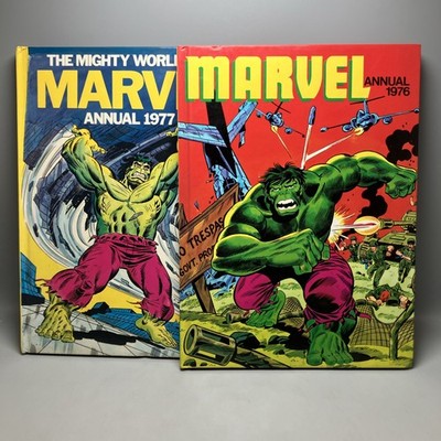 Marvel Annual 1976 & 1977 Hardcover Comic Book Hulk (clipped)