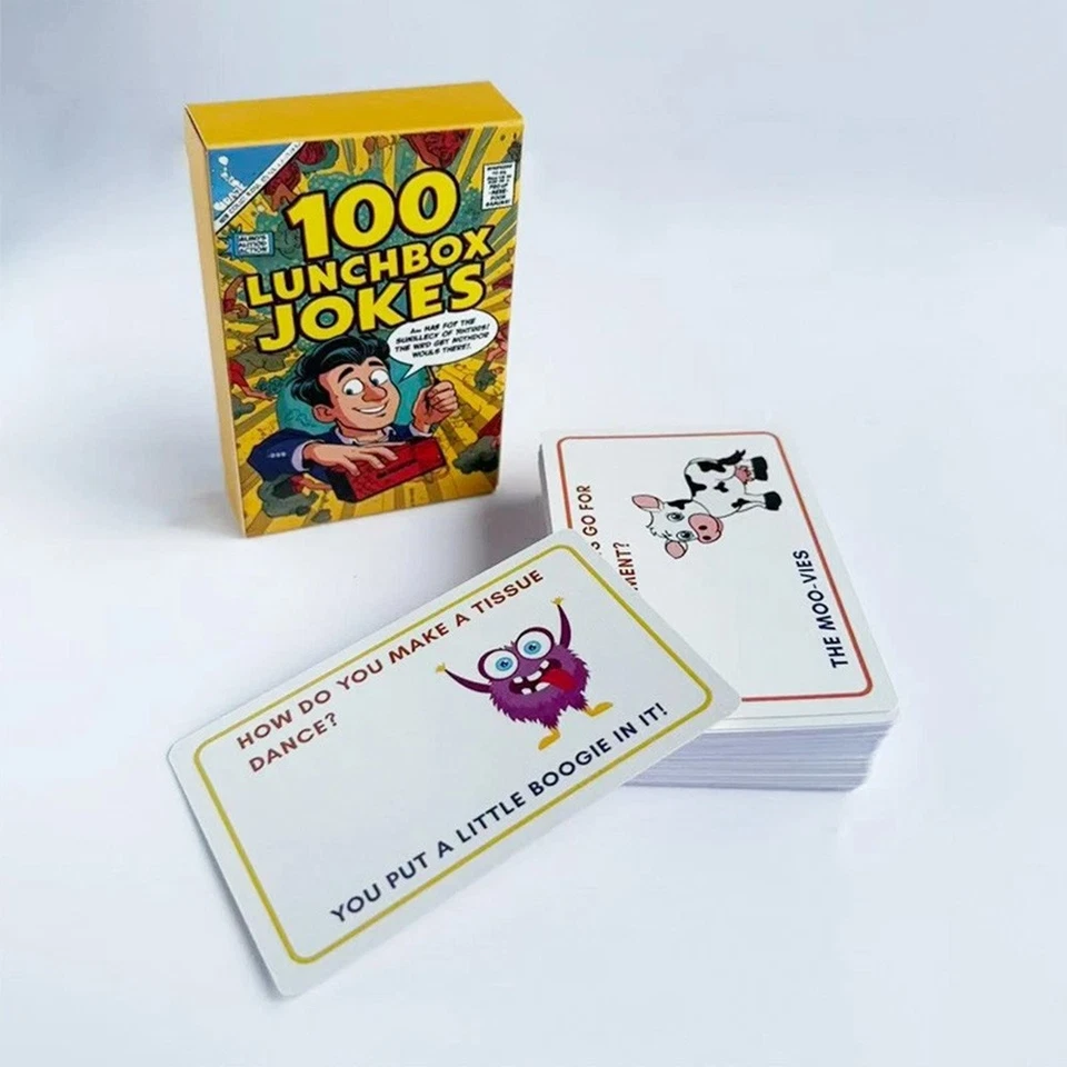 100 Lunchbox Jokes Cards: Kids' Snack Time Humor, Portable Fun Game Set New - Image 4 of 4