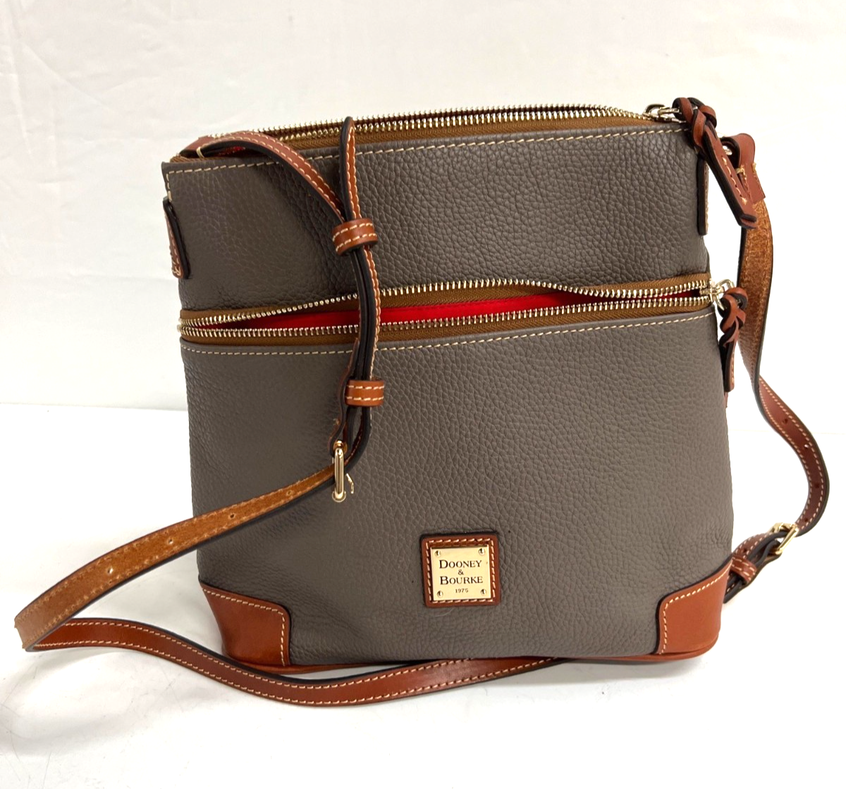 DOONEY & BOURKE Slate Pebbled Leather Crossbody Bag 12x10