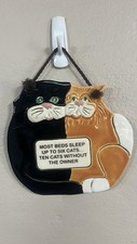 Smoky Mountain Pottery Black Orange Cats Wall Plaque Hanging Unique Country Chic